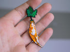 Carrot cat enamel pin | Black nickel plated brooch with an orange tabby cat or is it a carrot? Huh?