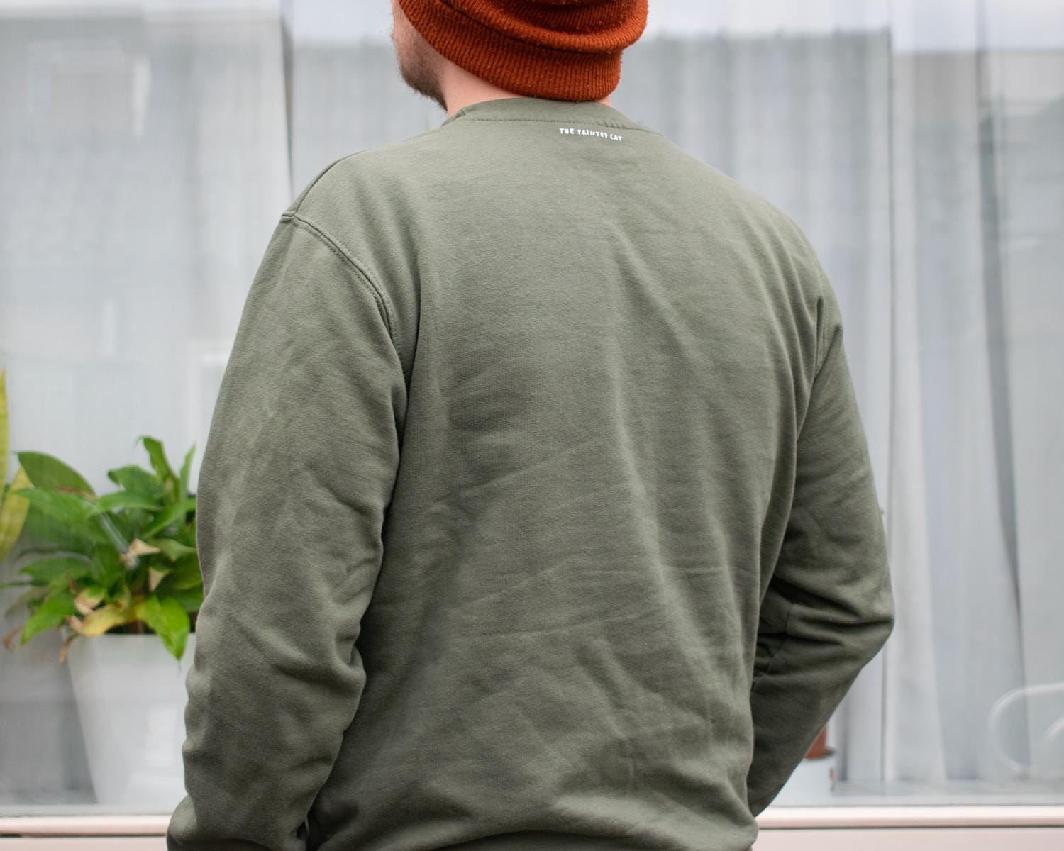 Looking for fucks to give cat sweatshirt with a hand screen printed illustration