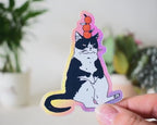 Mandarine Orange Cat | Holographic Vinyl Stickers, Cat Stickers, Vinyl Cat Stickers, Kawaii Sticker, Water Bottle Sticker, Laptop Stickers