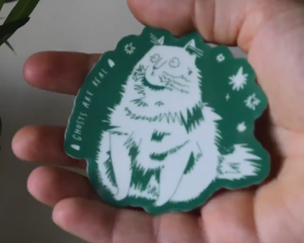 Glow in the Dark Cat Sticker: Witchy Waterproof Vinyl Decal